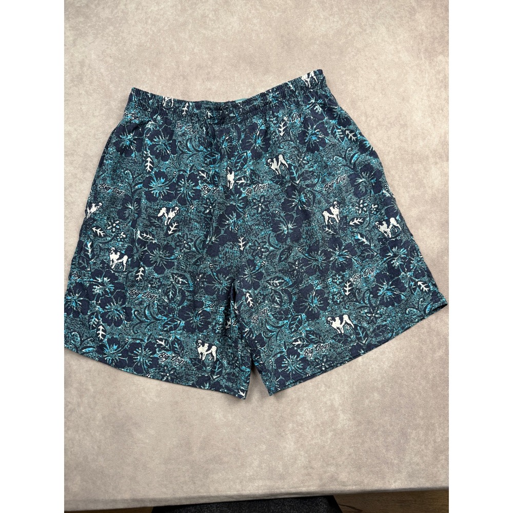 Big Dogs Mens XL Swim Trunks Shorts  Blue Tropical Hibiscus Floral Mesh Lined